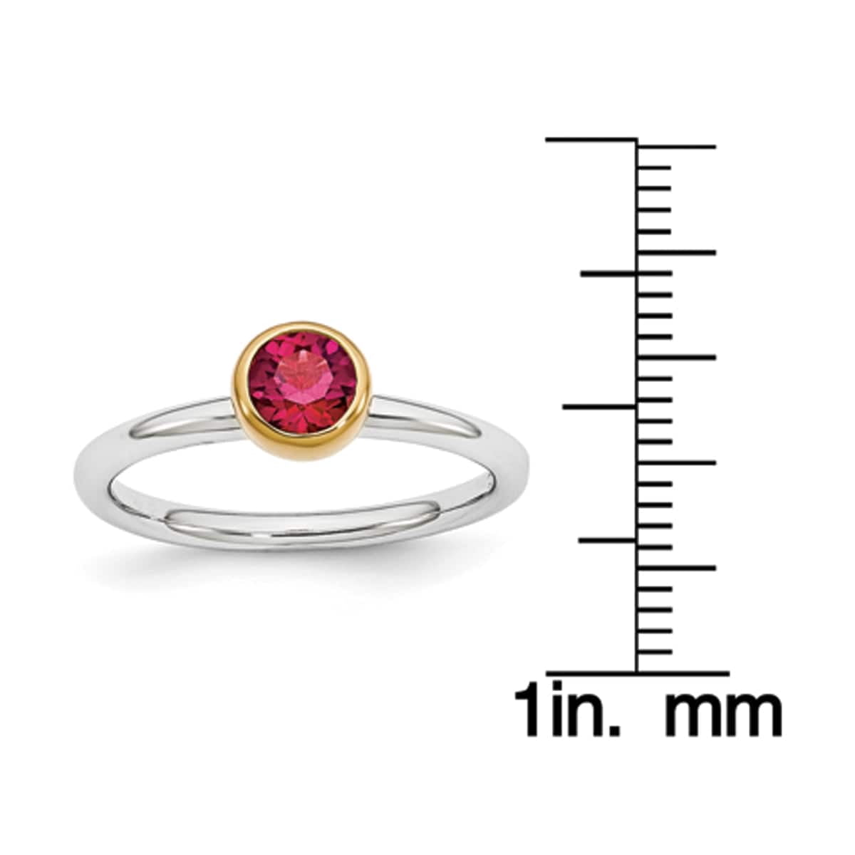 Created Ruby Sterling Silver with Gold-Plate Ring