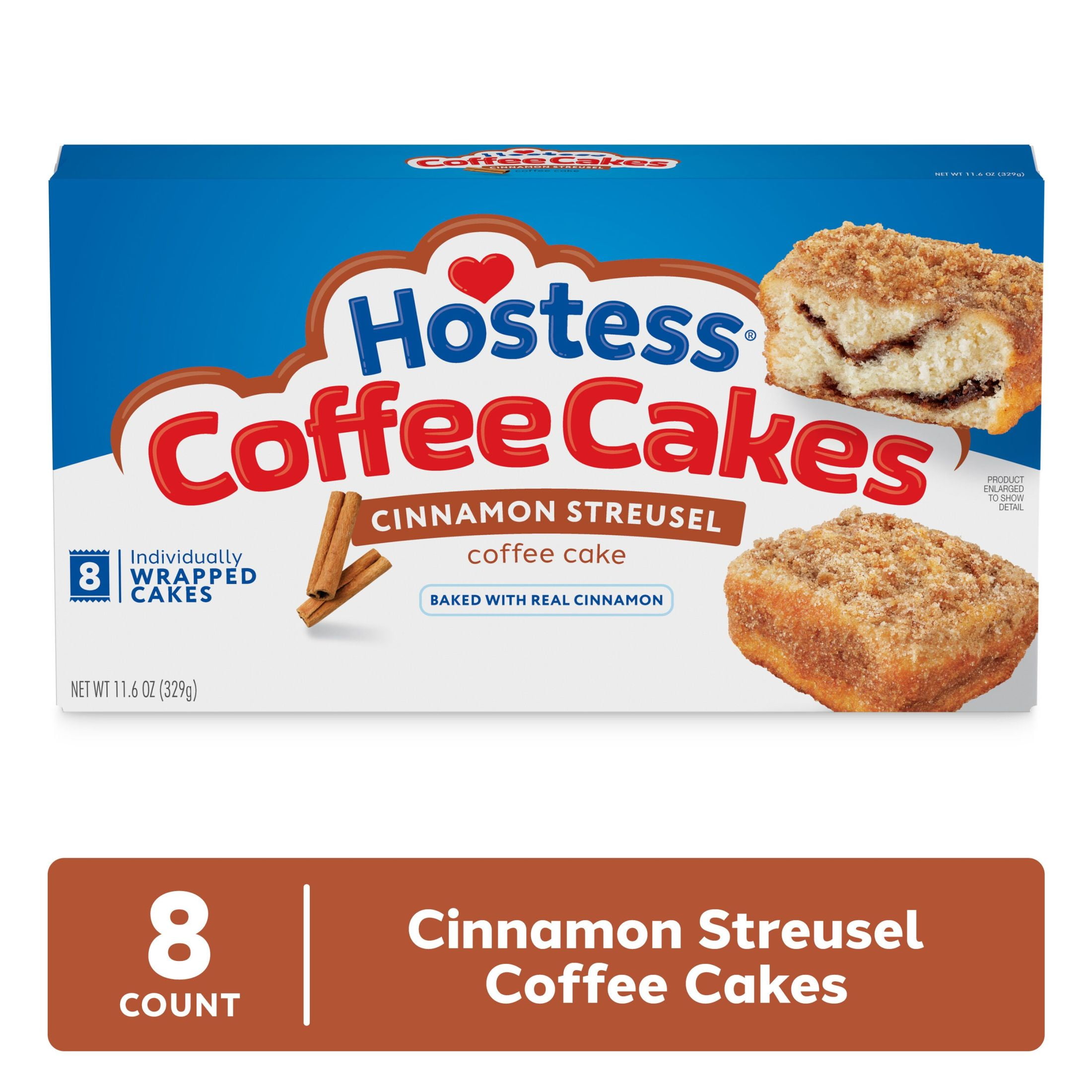 Hostess Coffee Cakes, Cinnamon Streusel Snack Cakes, 11.6 oz Box (8 Count)