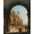 thumbnail image 2 of Giuseppe Borsato 20x24 Gold Ornate Framed and Double Matted Museum Art Print Titled - Venice, in View of the Piazzetta Di San Marco from the Arch of the Clock, 2 of 4