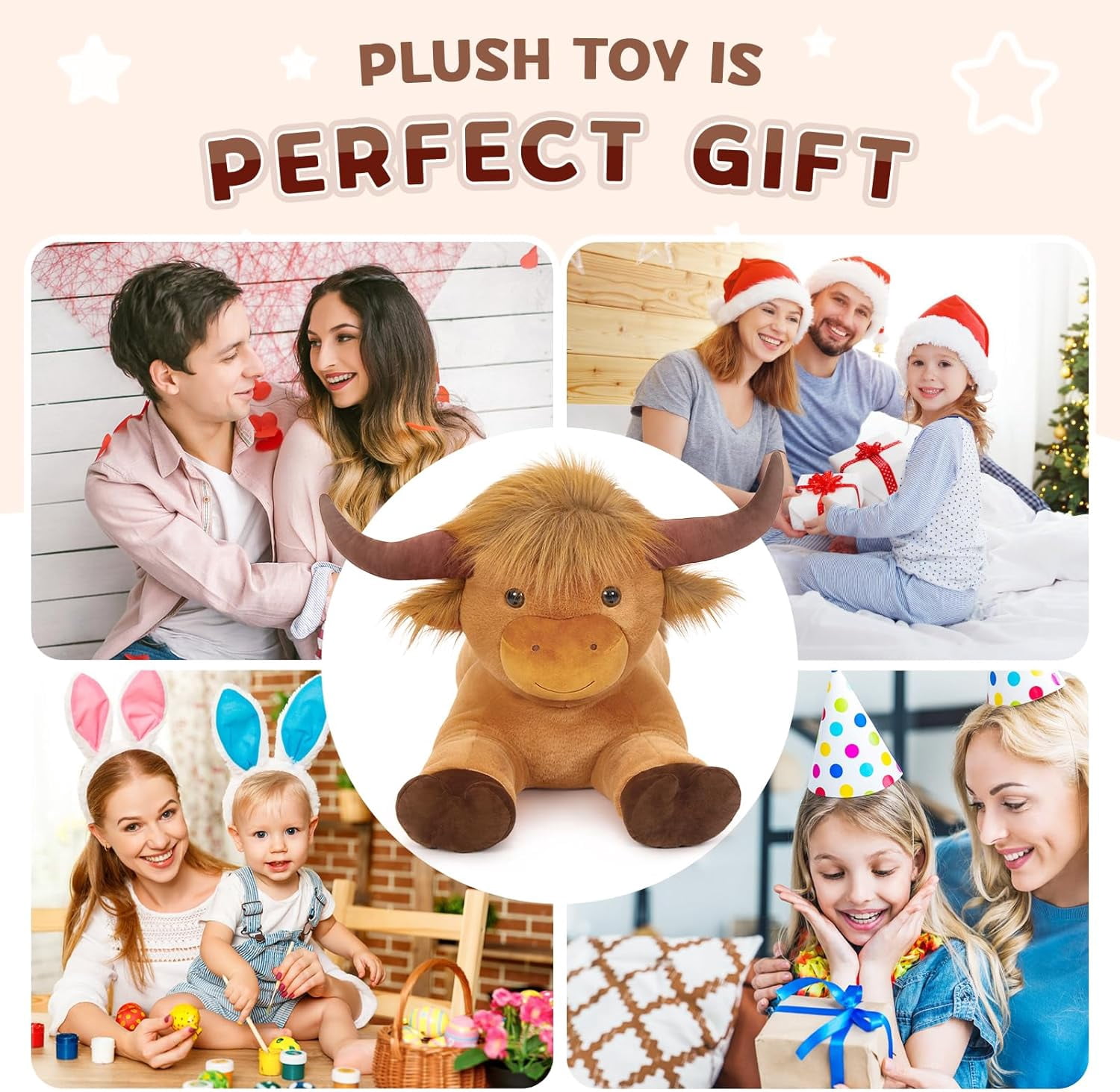 MaoGoLan 41 inch Large Highland Cow Stuffed Animal Giant Hyland Cow Plush Scottish Cattle Stuffed Toy