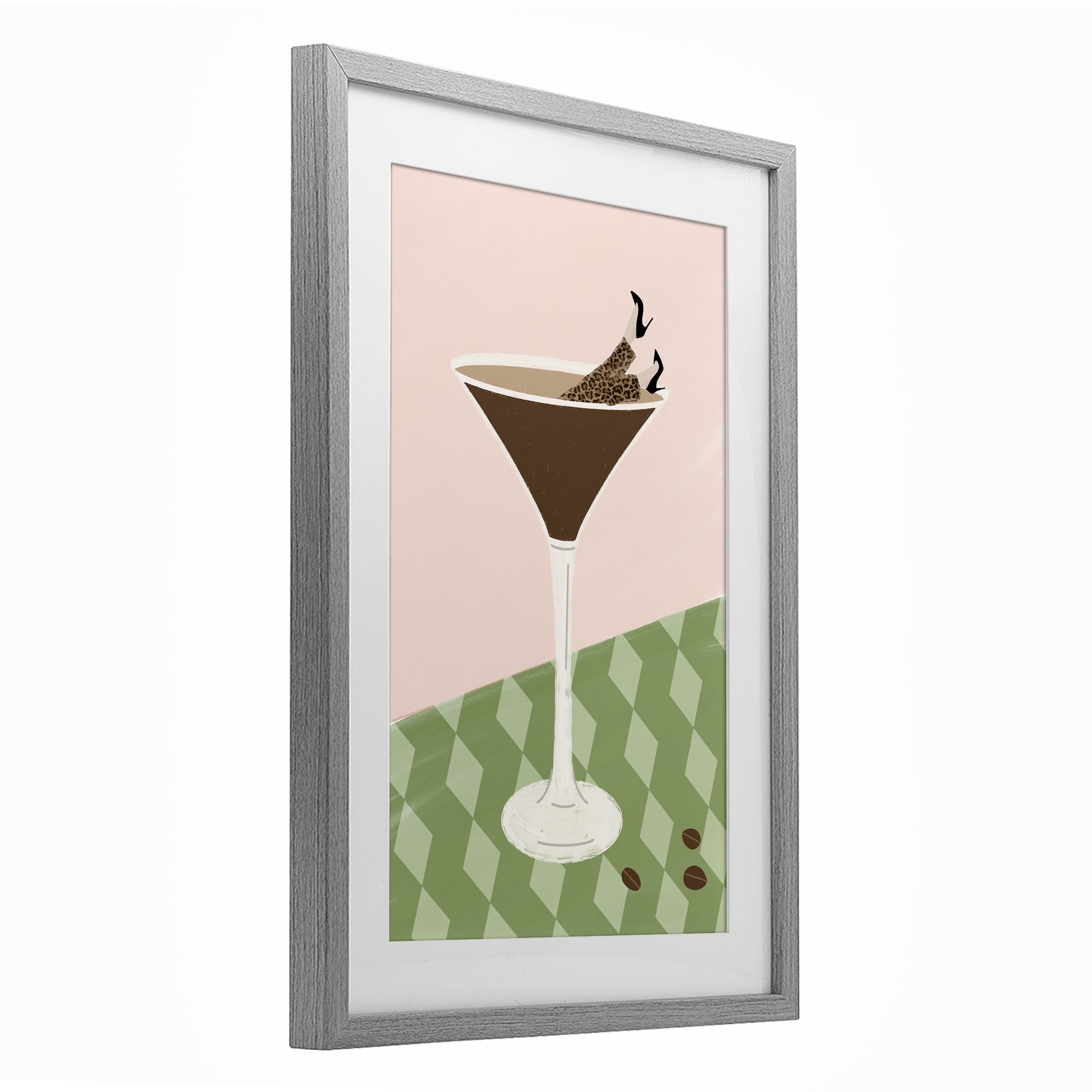 Stupell Industries Glam Martini Splash Gray Framed Print Under Glass, design by Emily Navas