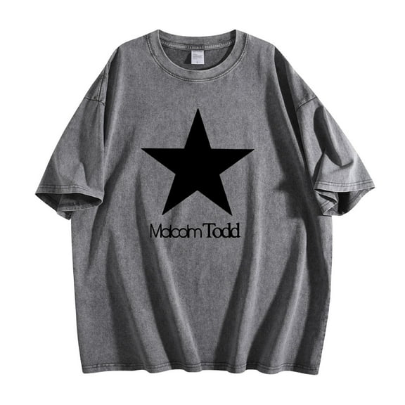 Malcolm Todd Star Washed Cotton T-shirt Women Men Short Sleeve Crewneck Tee Casual Streetwear Clothes