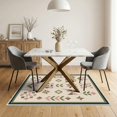 thumbnail image 3 of ODIKA 5'x7' Washable Area Rug Pink Olive Geometric Design Elegant Symmetrical with Botanical Motifs for Guest Room, Lounge, Apartment, Non-Slip Low Profile, Stain Resistant, 3 of 7