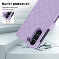 thumbnail image 4 of Case Wallet for Samsung Galaxy S23, [Wristlet & Crossbody Strap] RFID Blocking 5 Card Slots Stand [Shockproof TPU Shell] PU Leather Magnetic Flip Cover Compatible with S23, Purple, 4 of 9