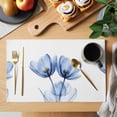 thumbnail image 2 of Tulip Flower Placemats Set of 2, Abstract Blue Transparent Floral Non-Slip Place Mats Washable Table Mats for Kitchen Dining Table Decorations Indoor/Outdoor, 2 of 9