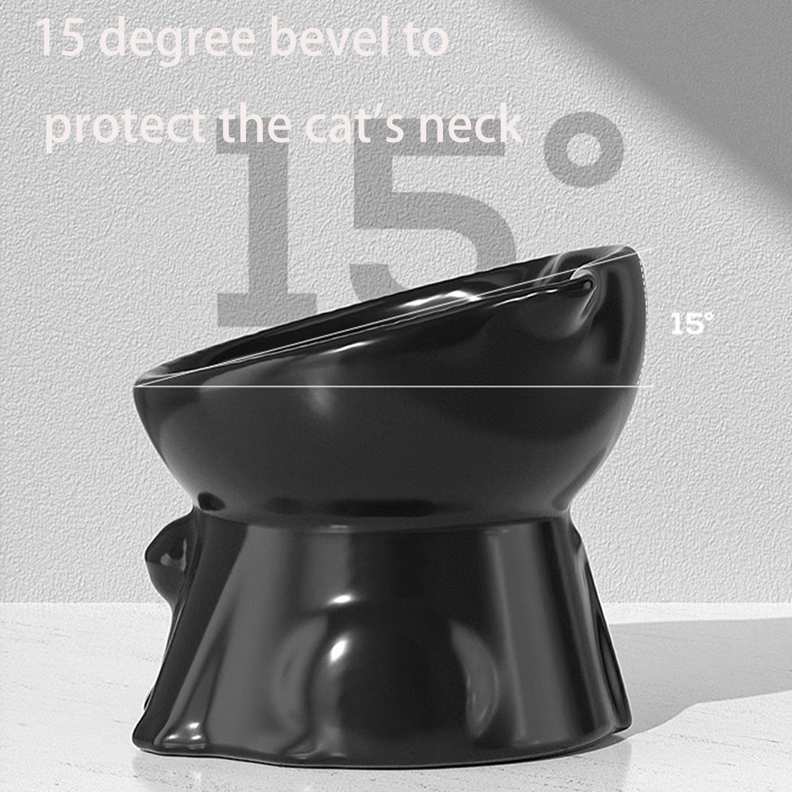 Elevated Ceramic Cat Bowl Anti Vomiting Whisker Friendly Pet Food Water Dish Wide Shallow Feeding Bowl Neck Protection Design for Cats Small Pets Healthy Dining Feeder Dish