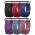 thumbnail image 1 of Correa de reloj SNBLK de silicona grabada con estampado floral, paquete de 6 unidades, 40-49 mm, 1 of 9