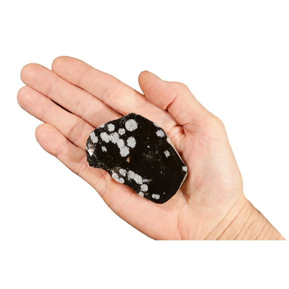 Kidz Rocks Snowflake Obsidian 3" 4-7 oz Raw Chakra Healing Stone Black Rock Mineral