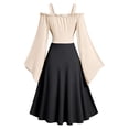 thumbnail image 4 of Iyufng Womens Off The Shoulder Flare Sleeve Corset Maxi Dresses Color Block Gothic Witch Costume for Halloween Party, 4 of 5