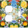 thumbnail image 4 of Metal Light Switch Plate Cover Elegant Floral Fruit Leaves Tile Pattern TIL022, 4 of 13