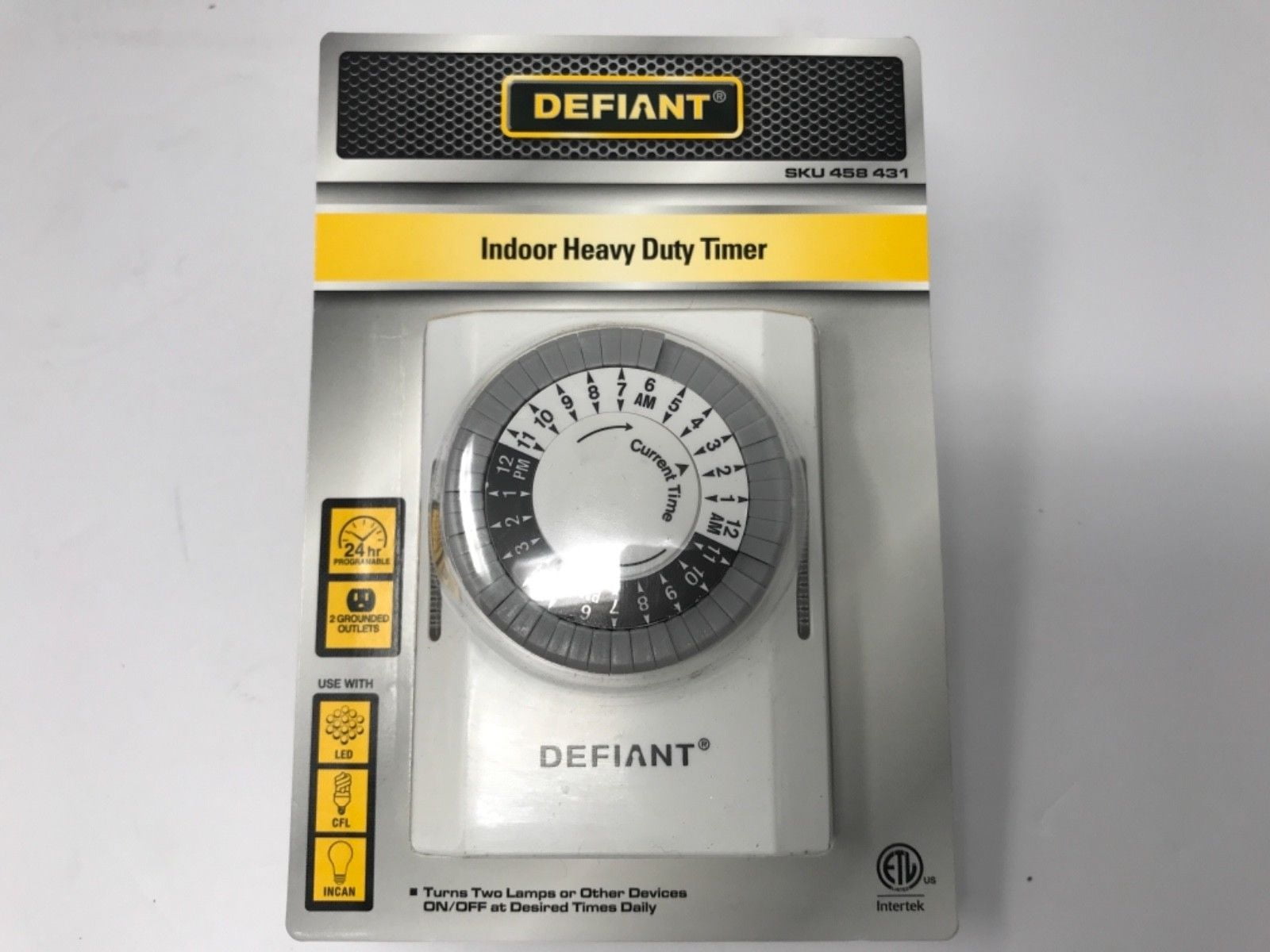 DEFIANT 15 Amp Indoor Plug-In Heavy-Duty Timer with 2-Grounded Outlets 458 431 