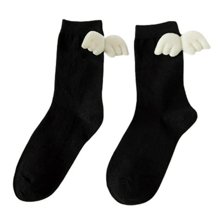 

Japanese Style Women Sweet Angel Wings Crew Socks Harajuku Lolita Kawaii Student Black White Cotton Princess Stockings