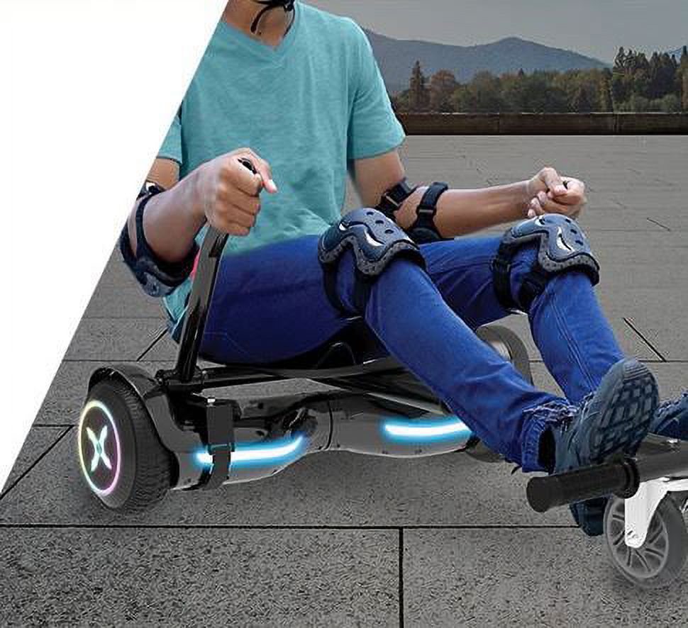 Hover-1 All-Star Hoverboard & Go-Kart Attachment Combo, Black with LED Multi-Color Wheel Board Lights, 6.5" Board Tires, Hand-Operated Real-Wheel Drive, Adjustable Seat and Frame, up to 220lbs., 7 mph - image 5 of 7