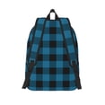 thumbnail image 2 of Lsque Blue Black Plaid Pattern Canvas Daypack, Durable Backpack, High-quality Versatile Backpack,Vintage Compact Backpack-Small, 2 of 6