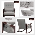 thumbnail image 4 of Rocking Chair with Massage Lumbar Support,Upholstered Glider Chair with Side Pocket, Nursery Rocker with High Backrest,Rubber Wood Legs, Rocking Accent Armchair for Living Room Bedroom Nursery, 4 of 9