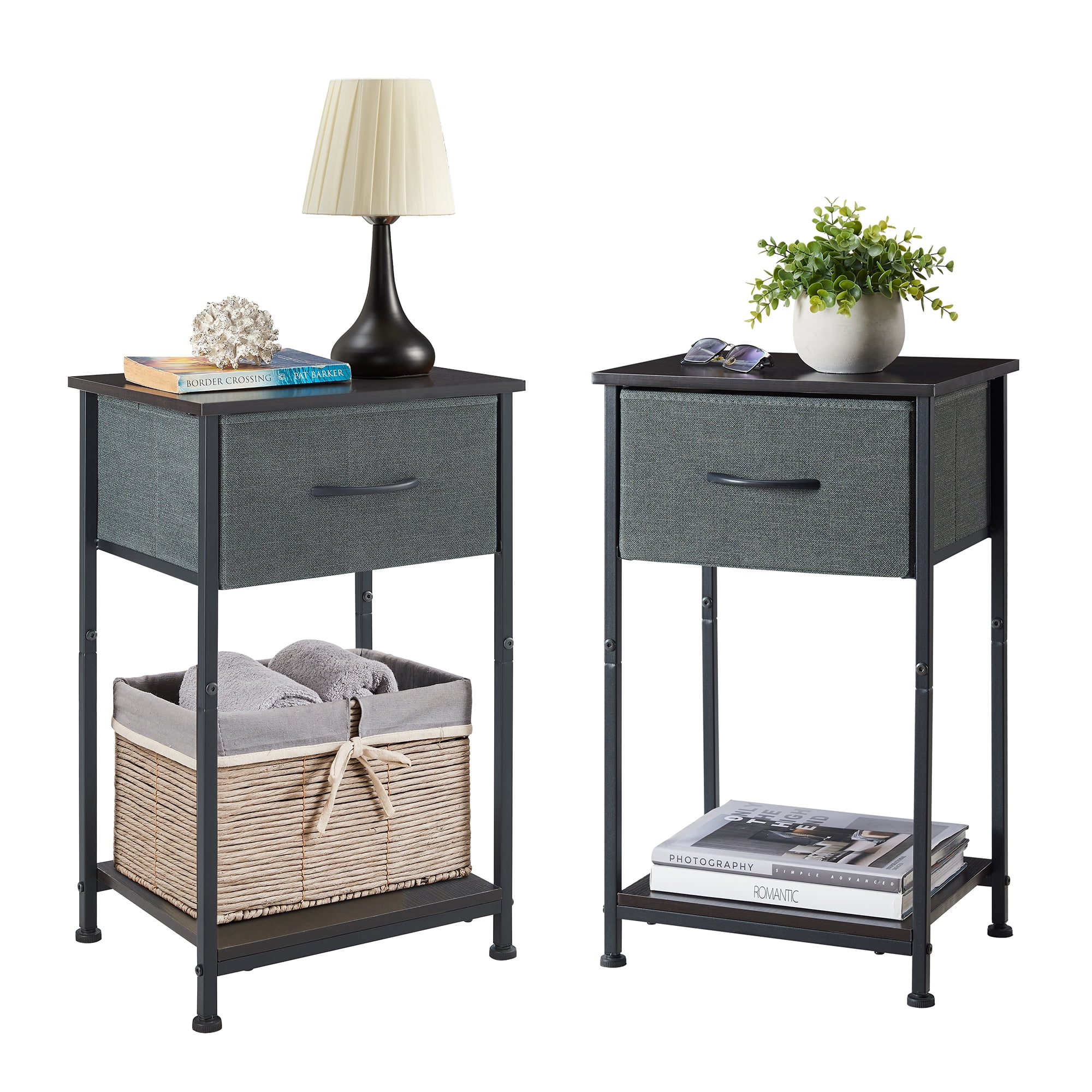 Somdot Nightstands Set of 2, Small Side Table End Table with Drawer Beside Table with Storage