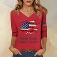 thumbnail image 3 of Textilo Womens Patriotic T Shirts 3/4 Sleeve V Neck Shirt American Flag Design T-Shirts Cross Patriotic 250 Years Of Freedom Tees,Red XL, 3 of 4