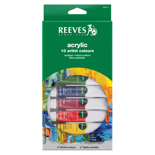 Reeves Acrylic Paints 22ml, Assorted Colors, 10/pkg