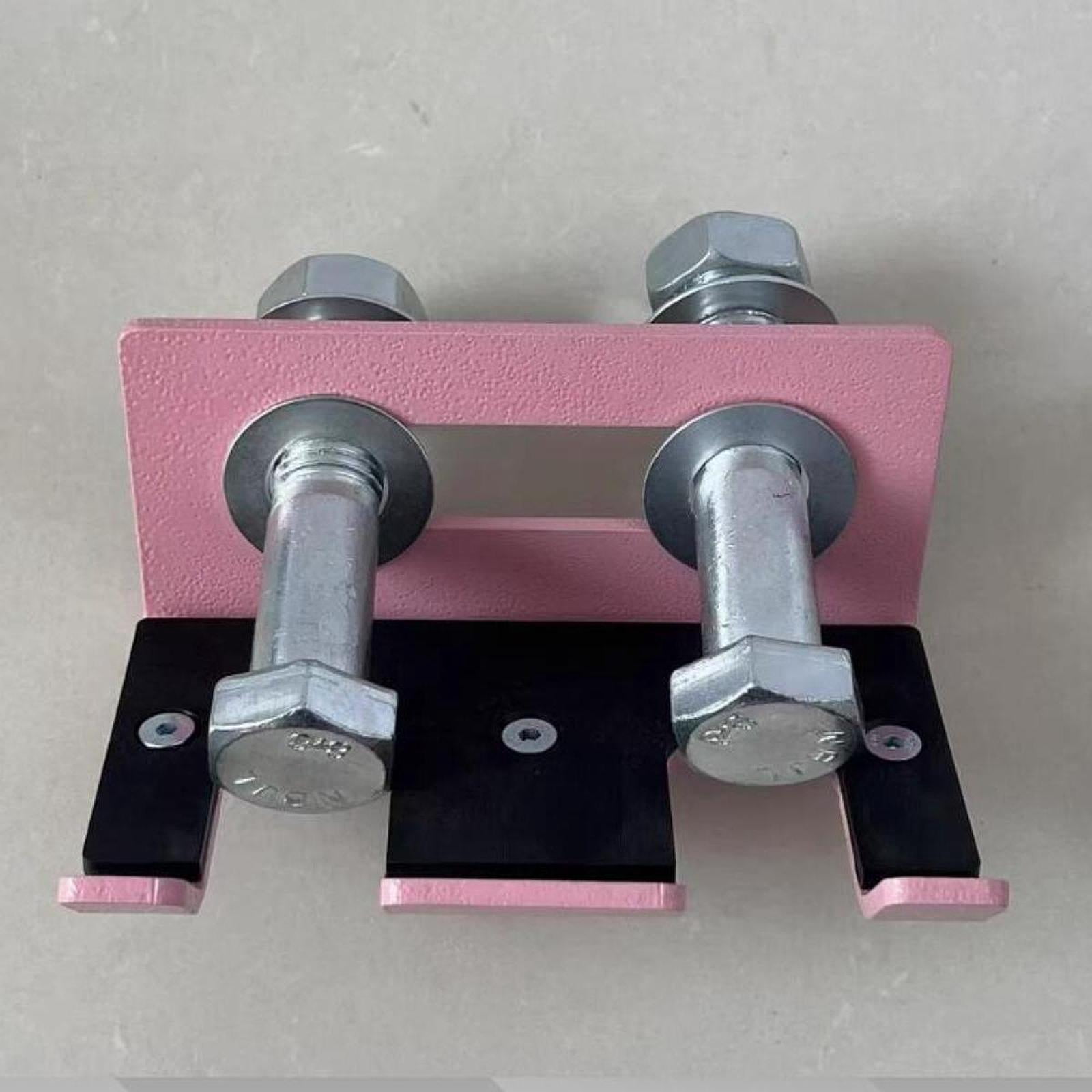 QccHieUs Barbell Holder for Squat Rack Double Barbell Hanger for 26mm Hole Gym Bar Holder Pink