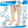 thumbnail image 3 of Compression Socks for Women and Men 15-20 mmHg Open Toe for Recovery - Beige, Large, 3 of 9
