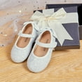 thumbnail image 2 of THEE BRON Girls Kids School Dress Ballet Shoes-Toddler Cute Bow Tie Mary Jane Flats (GE10-White,9M), 2 of 7