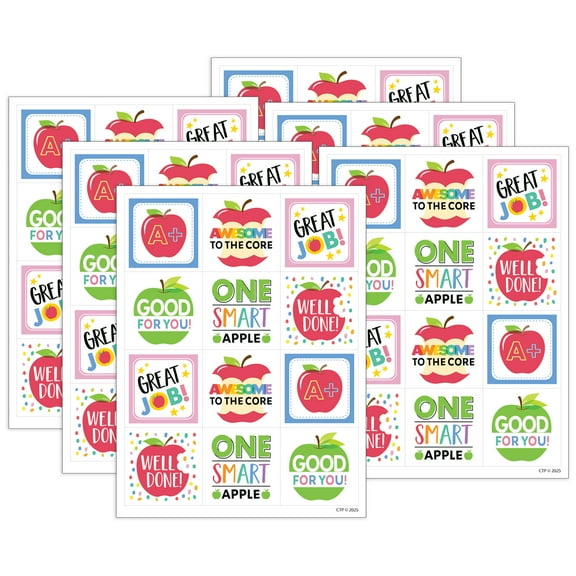 Creative Teaching Press Apple Time Apple Reward Stickers, 60 Per Pack, 6 Packs