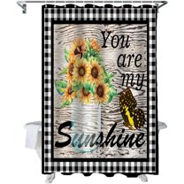 Shower Curtain Watercolor Sunflower Shower Curtains for Bathroom Decor Wood Grain Shower Curtain Sets with Hooks Waterproof Fabric Bath Curtain Small Stall 36" X 72"