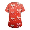 thumbnail image 5 of Valentine's Day Womens Scrub Top Short Sleeve V Neck Heart Print Shirts Nursing Working Uniform Valentine's Day Cartoon Pattern Scrub Tops with Pockets, 5 of 6