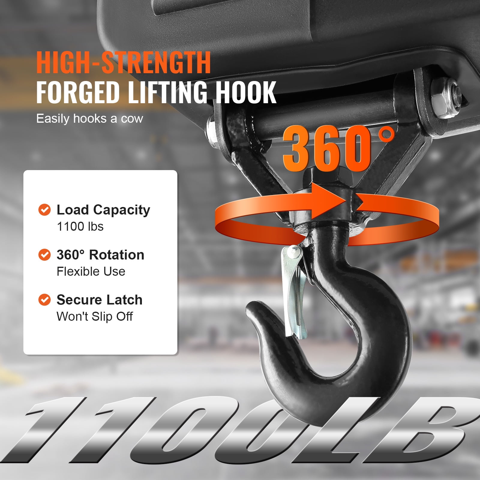KFFKFF 2-in-1 Portable Electric Hoist Power Winch 1100 lbs Wired Remote Control