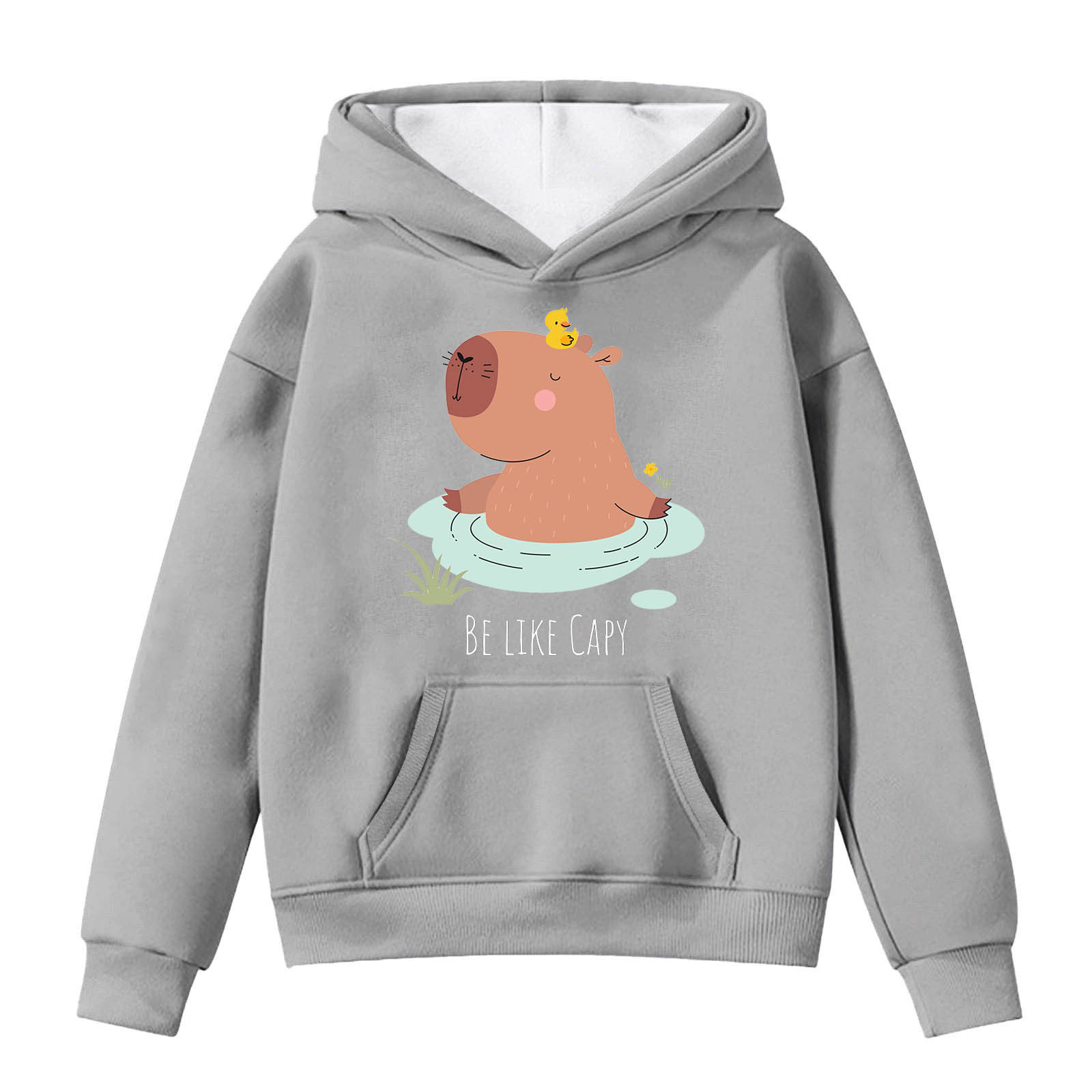 Sweat à Capuche Fille Avec Imprimé Capybara - Manches Longues, Poche Kangourou - Chaud Et Doux Pour L'hiver