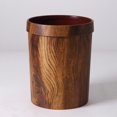 thumbnail image 1 of Papelera de plástico con imitación de madera estilo retro, para el hogar, el baño, la sala de estar, la cocina y el dormitorio, con anilla de prensa descubierta, 1 of 5