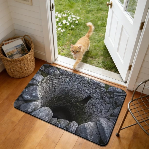 Felpudo con ilusión óptica 3D | 40 x 60 cm, antideslizante y absorbente, para baño y entrada | Alfombra de secado rápido y antisuciedad para decoración del hogar