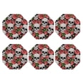 thumbnail image 2 of Bingfone Vintage Skull And Roses Leather Drinks Coasters With Set Of 6,Suitable For Home Kitchen,Coffee Cup Coasters Home Gift, 2 of 9
