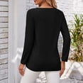 thumbnail image 5 of yunLCZ Casual Tops Discounted V Neck Long Sleeved T Shirt Loose Button Top workout form-fitting T-shirts women, 5 of 5