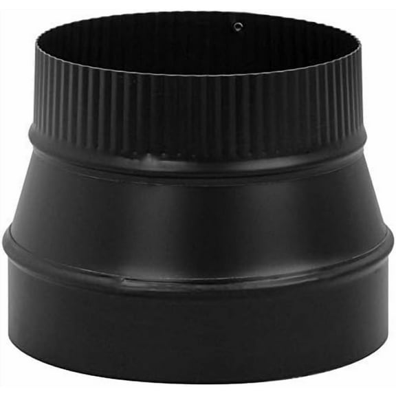 Black Stove Pipe Reducer, Small End Crimp, 24-Ga., 6 x 5-In.