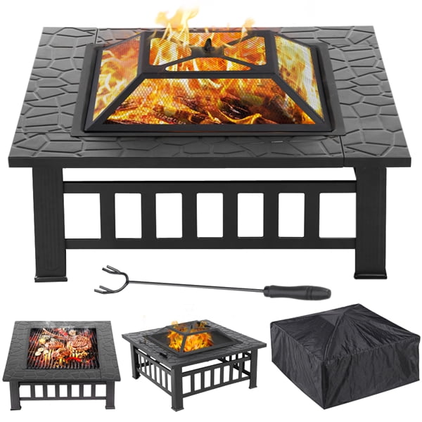 Smilemart Outdoor 32 Square Metal Fire, 44 Inch Fire Pit Screen
