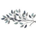thumbnail image 6 of DecMode Blue Metal Leaf Wall Decor with Gold Accents, 6 of 13