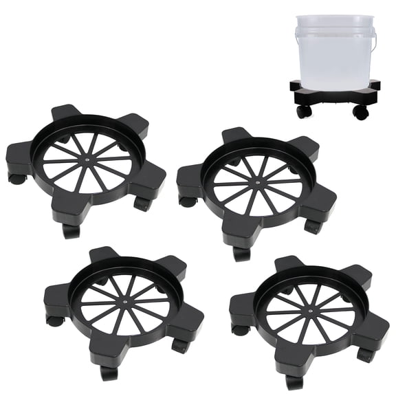 RULLINE 5 Gallon Bucket Dolly with 5 Swivel Swivel Wheels,75 lbs, Car Wash Bucket Wheels No Tip or Spilling for Car Washing Garage Construction Flowerpot