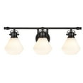 thumbnail image 4 of Aspen Creative 62091, Three-Light Metal Bathroom Vanity Wall Light Fixture, 24" Wide, Transitional Design in Bronze with Opal Glass Shade, 4 of 6