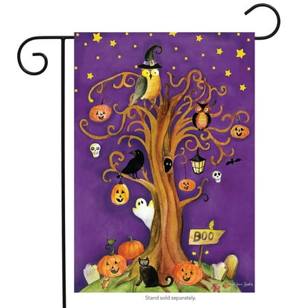 Halloween Tree Garden Flag Spooky Ghosts Pumpkins Owl 12.5