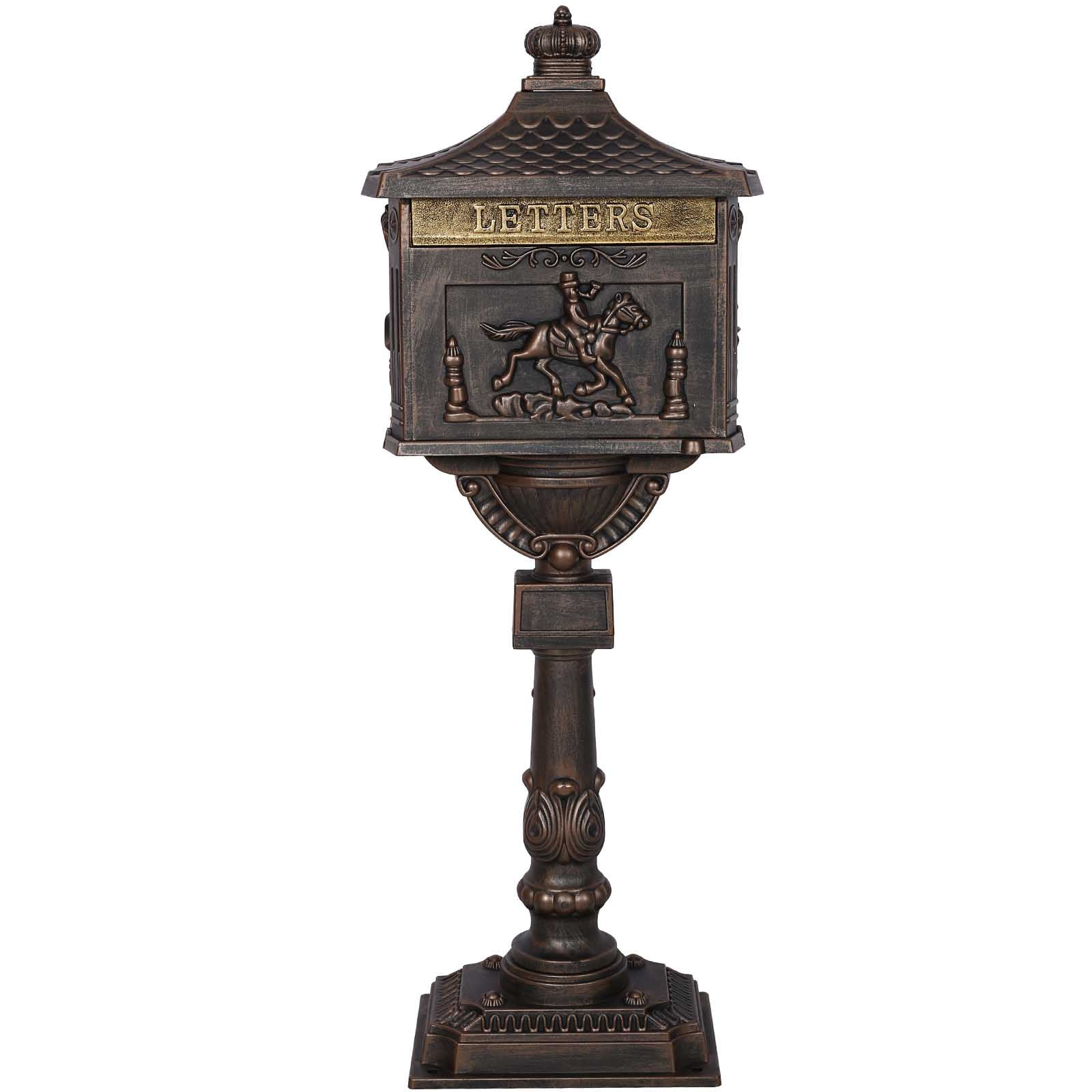 BARONAGE Cast Aluminum Mail Box, Postal Box , Mailbox and Post Kit，Mailbox Color Bronze