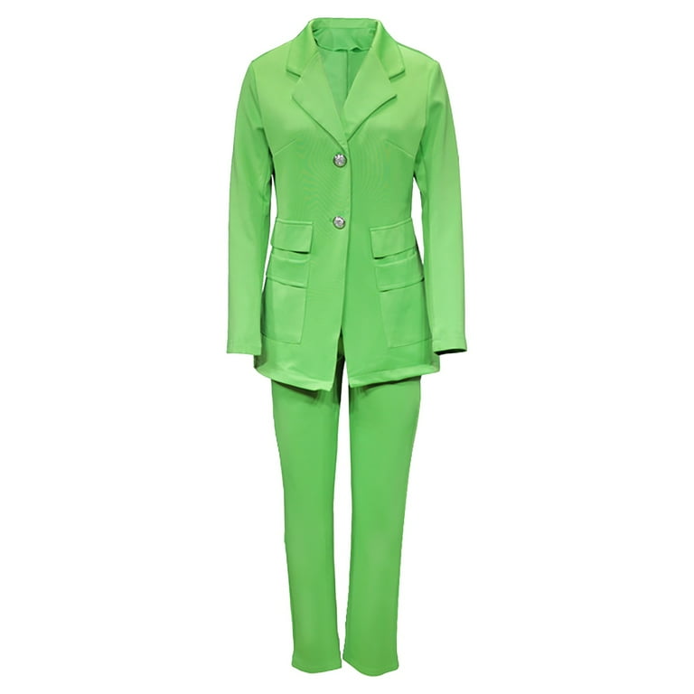  Qmyliery Women Pants Set Elegant Long Sleeve Lapel