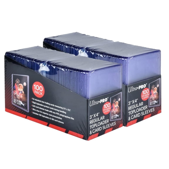 Ultra pro 200ct Top Loader 3 "X4", Baseball card protector Hard plastic, Trading Card Sports Card holder (200 hard card 200 soft card)