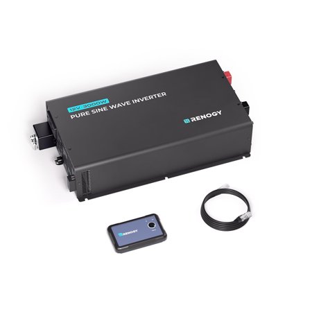Renogy 3000W 12V Pure Sine Wave Inverter, 12V DC to 110V 120V AC, Built-in Bluetooth, Ecosleep Mode, Support Pre-Charging, 16.4FT Remote Controller, 6000W Peak Power