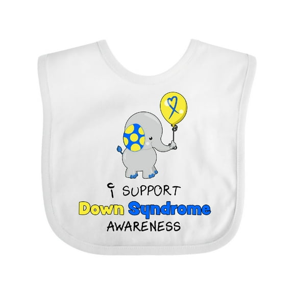 Inktastic I Support Down Syndrome Awareness Elephant with Balloon Boys or Girls Baby Bib