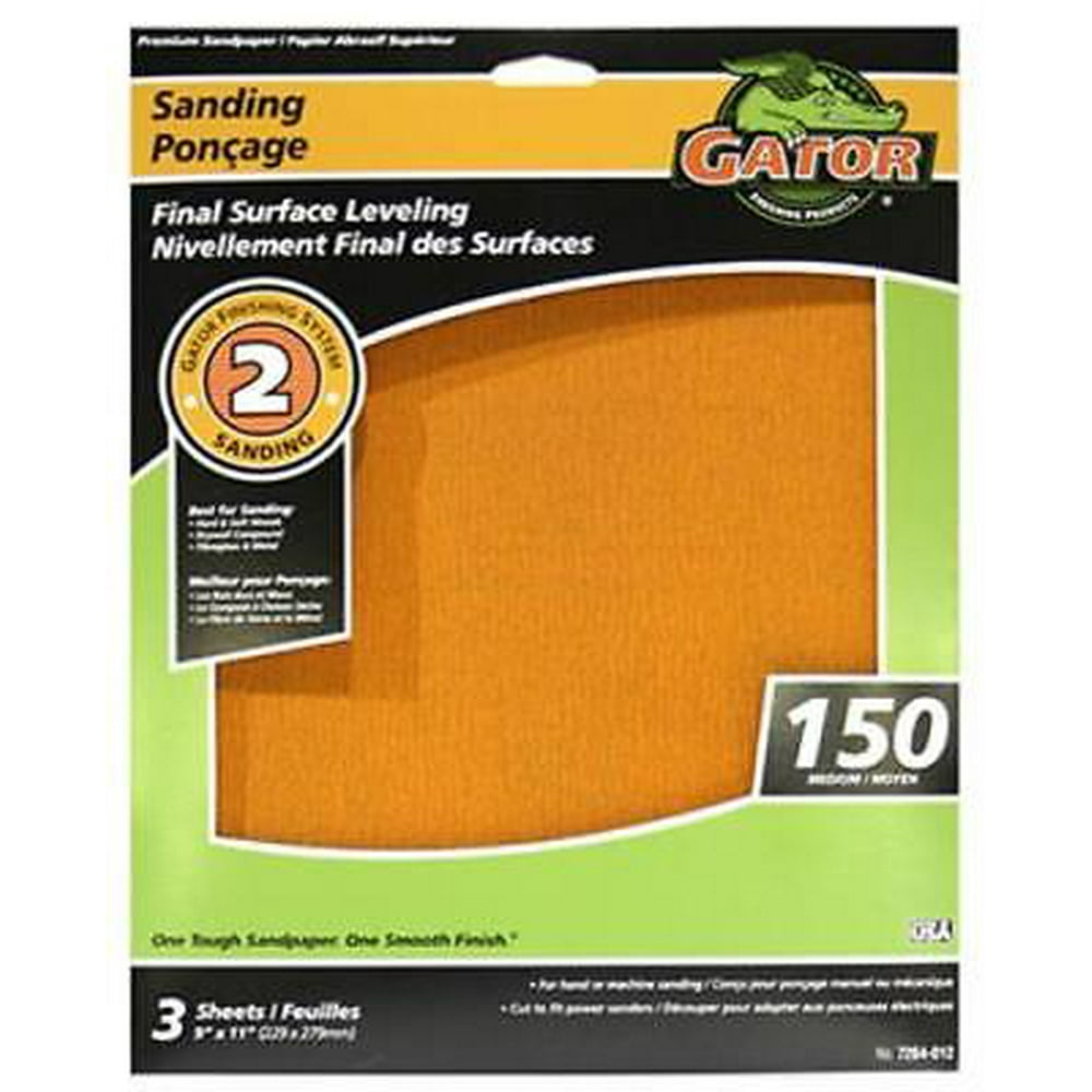 Gator Premium EZ123 9" x 11" 150 Grit Sandpaper Sheet 4PK