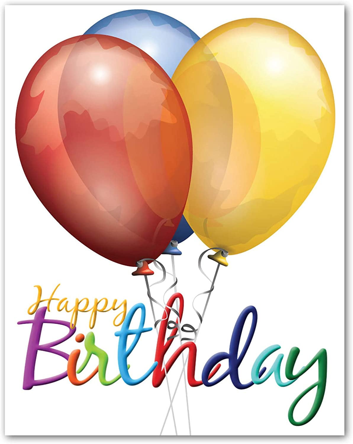 Happy Birthday Balloon Greeting Cards with Envelopes - Blank on the Inside  - Size (A2) 5.5" x 4.25" - 12 Pack - Walmart.com