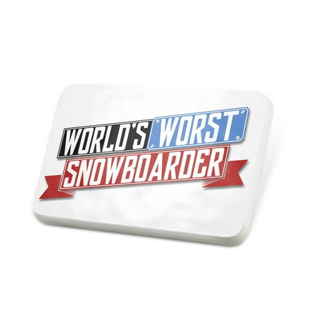 Porcelein Pin Funny Worlds worst Snowboarder Lapel Badge – NEONBLOND
