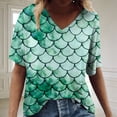 thumbnail image 2 of Trendfront Womens Summer V Neck Short Sleeve Tops Oversized Loose Fit Scale Tees Digital Graphic Printed Fashion T-Shirts, 2 of 5