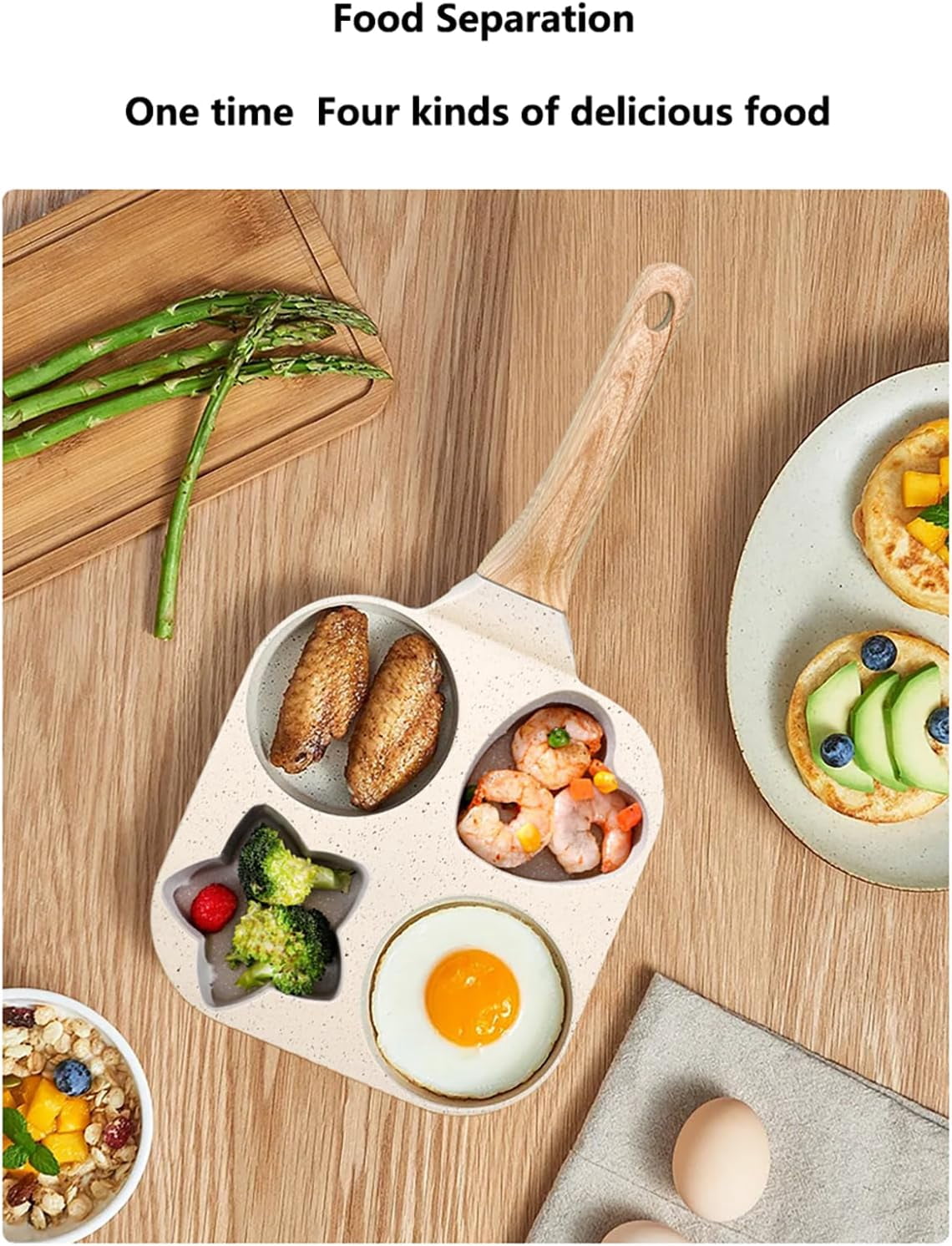 4 Hole Non Stick Egg Frying Pan, Mini Egg Poacher Pan Nonstick for 4 Eggs, Small Pancake Mold Skillet, Breakfast Frying Panfor Eggs, Steak and Pancakes, for Stovetop, Induction Compatible